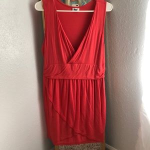 Salmon colored dress.